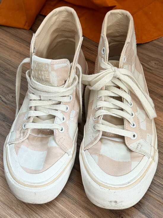 Vans Shoes - Vans Hi-Top Checkered Pink and White Sneakers ULTRACUSH Mens 6.5 / Womens 8